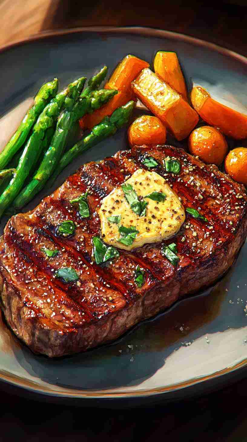 Air Fryer New York Strip with Garlic Parmesan Butter
