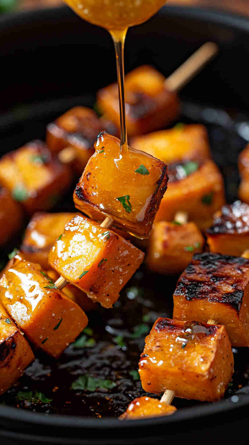 Air Fryer Sweet Potato Skewers with Honey Mustard