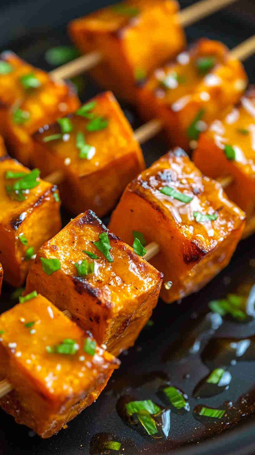 Air Fryer Sweet Potato Skewers with Honey Mustard