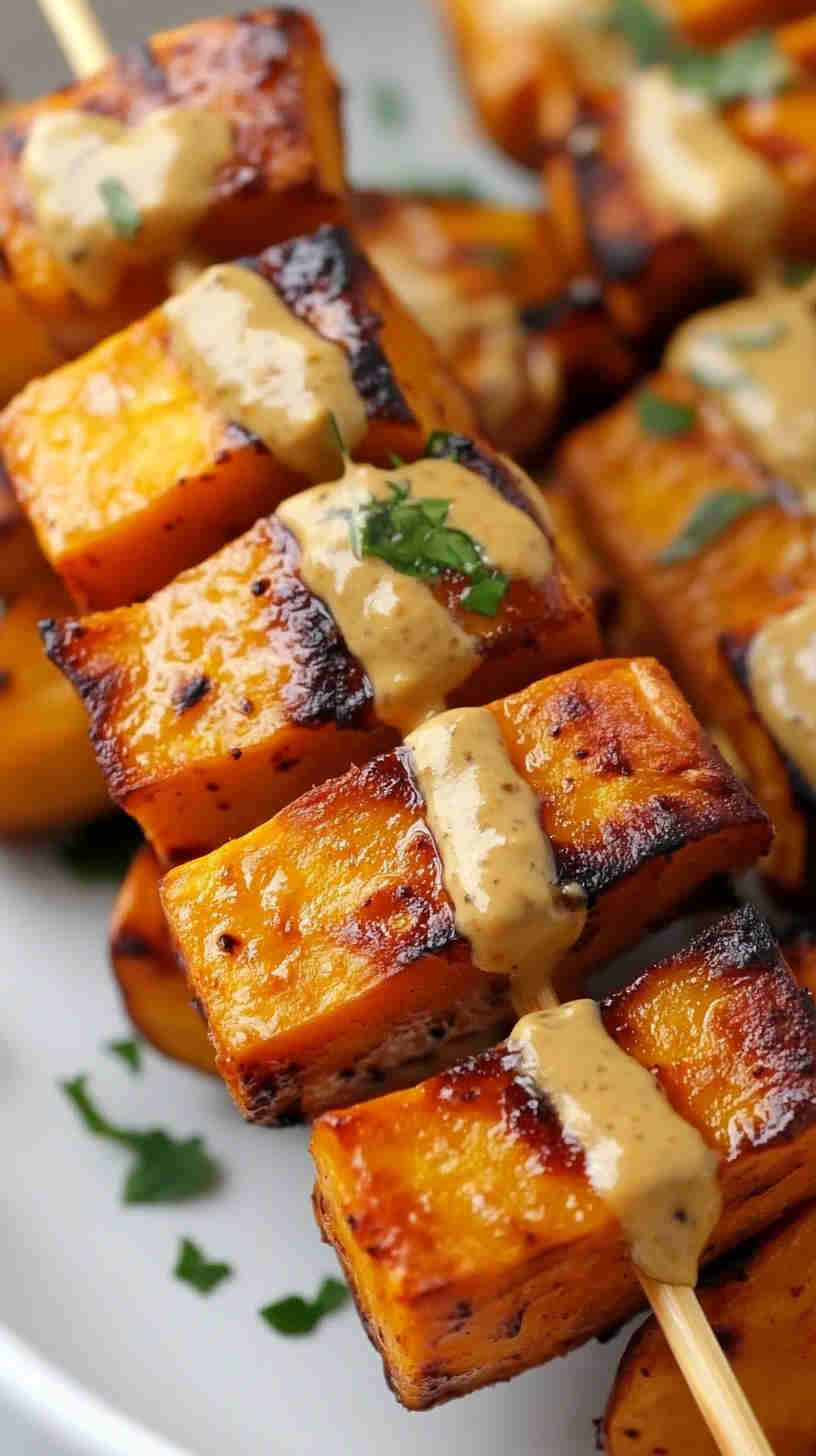 Air Fryer Sweet Potato Skewers with Honey Mustard