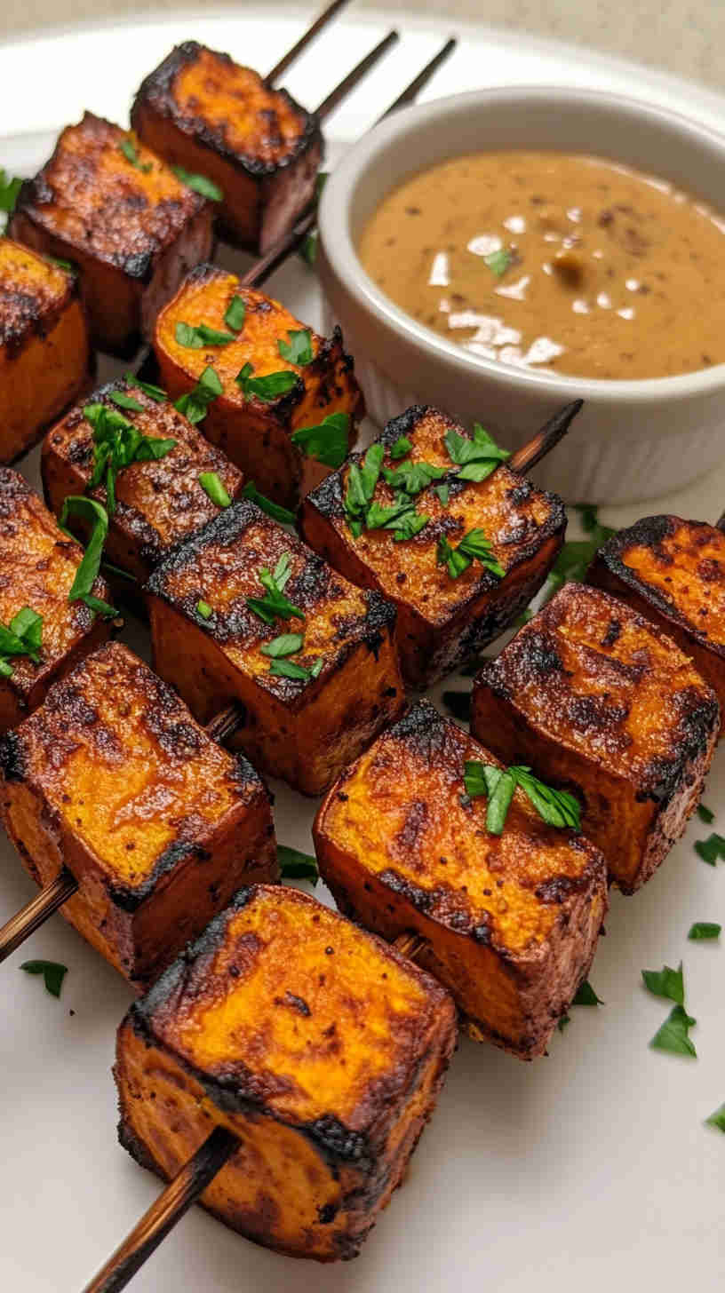 Air Fryer Sweet Potato Skewers with Honey Mustard