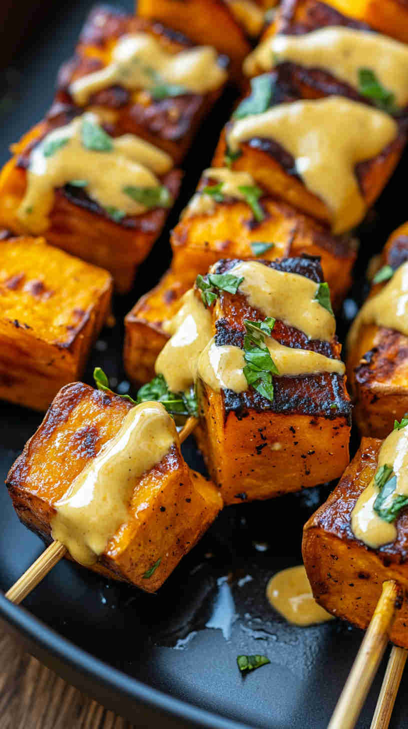 Air Fryer Sweet Potato Skewers with Honey Mustard