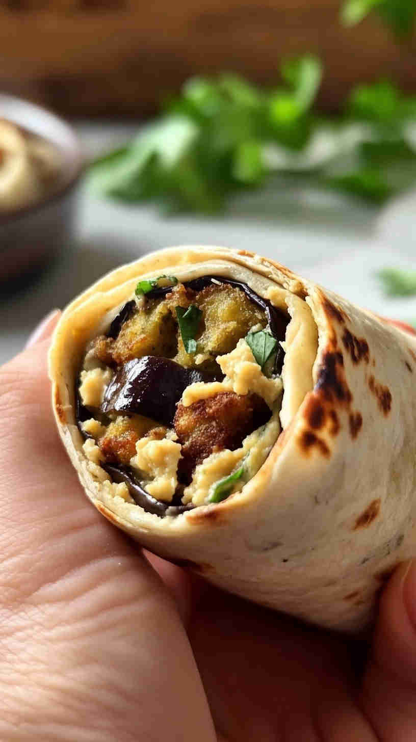Aubergine Falafel Wraps with Hummus