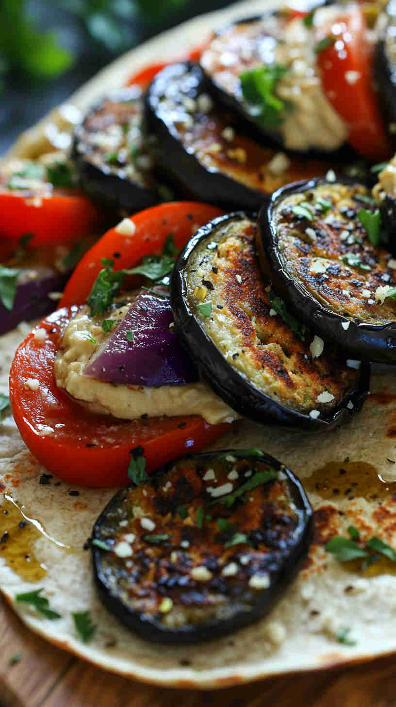 Aubergine Falafel Wraps with Hummus
