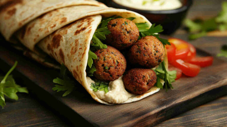 Aubergine Falafel Wraps with Hummus
