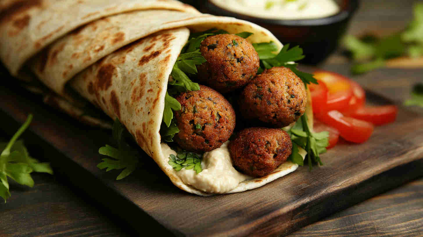 Aubergine Falafel Wraps with Hummus