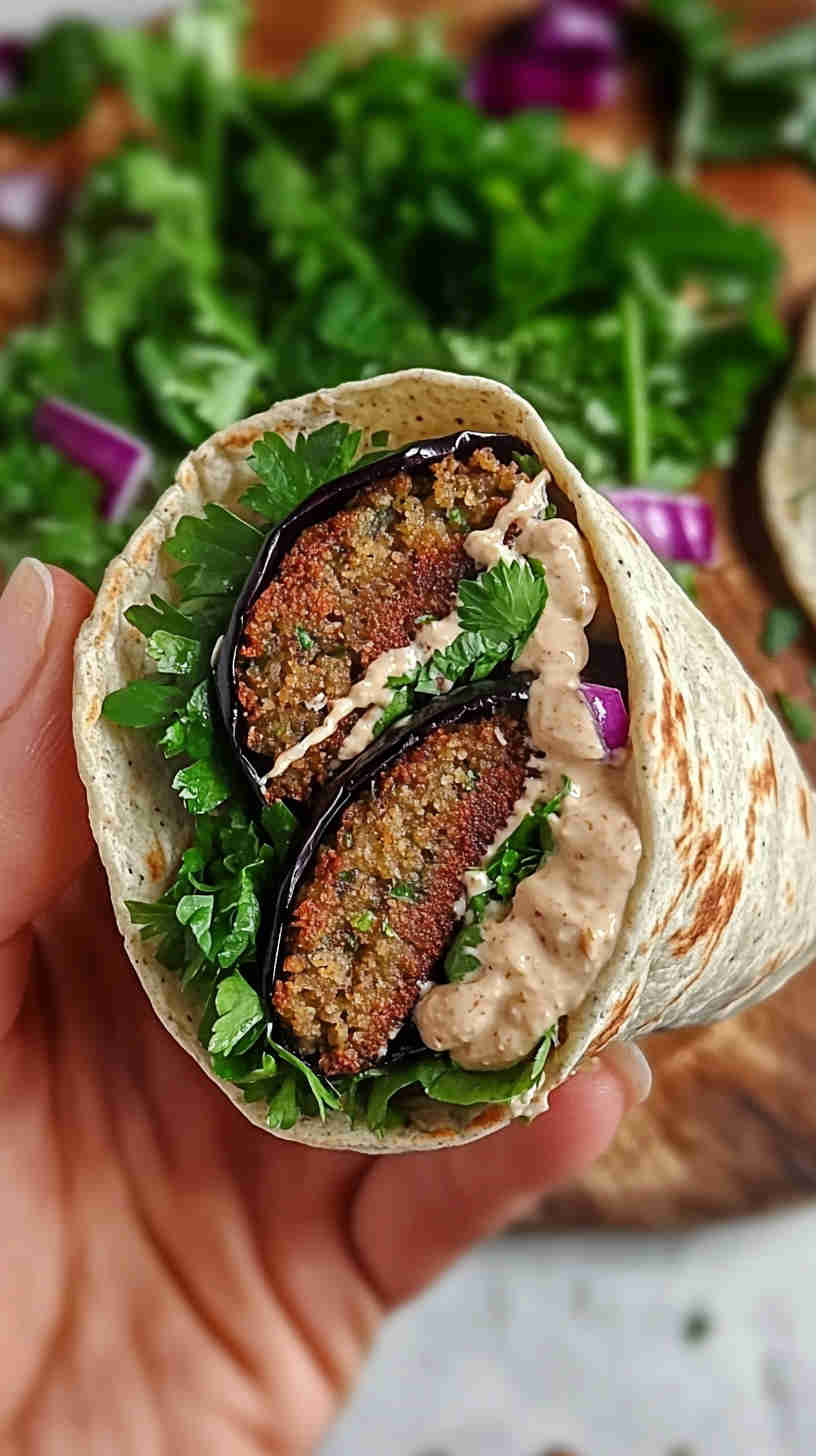 Aubergine Falafel Wraps with Hummus