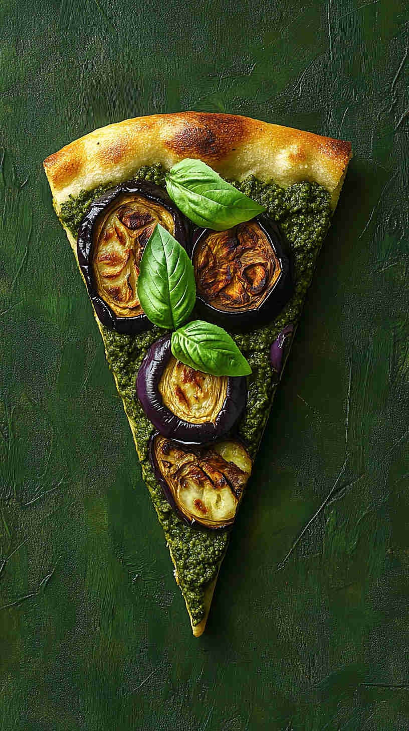 Aubergine and Basil Pesto Pizza