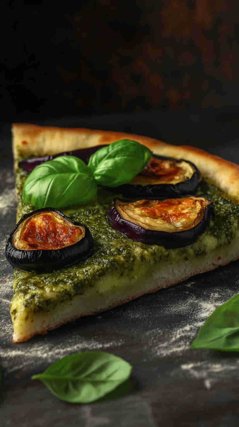 Aubergine and Basil Pesto Pizza