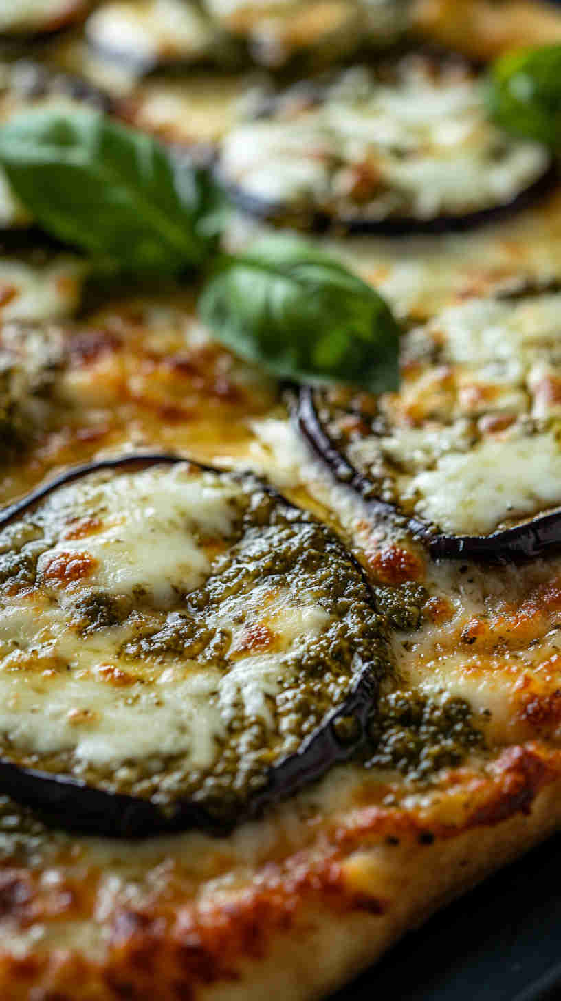 Aubergine and Basil Pesto Pizza