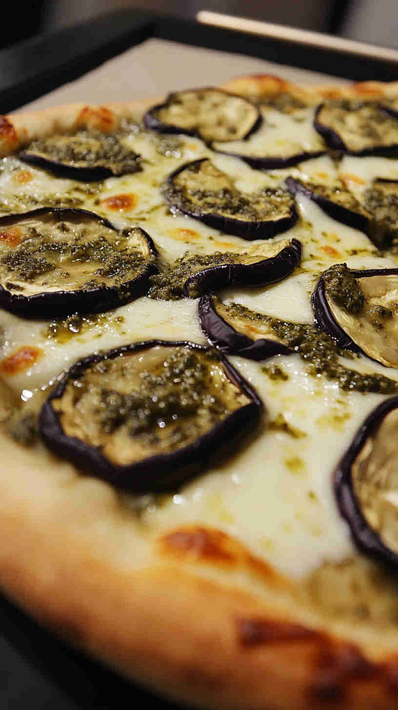 Aubergine and Basil Pesto Pizza