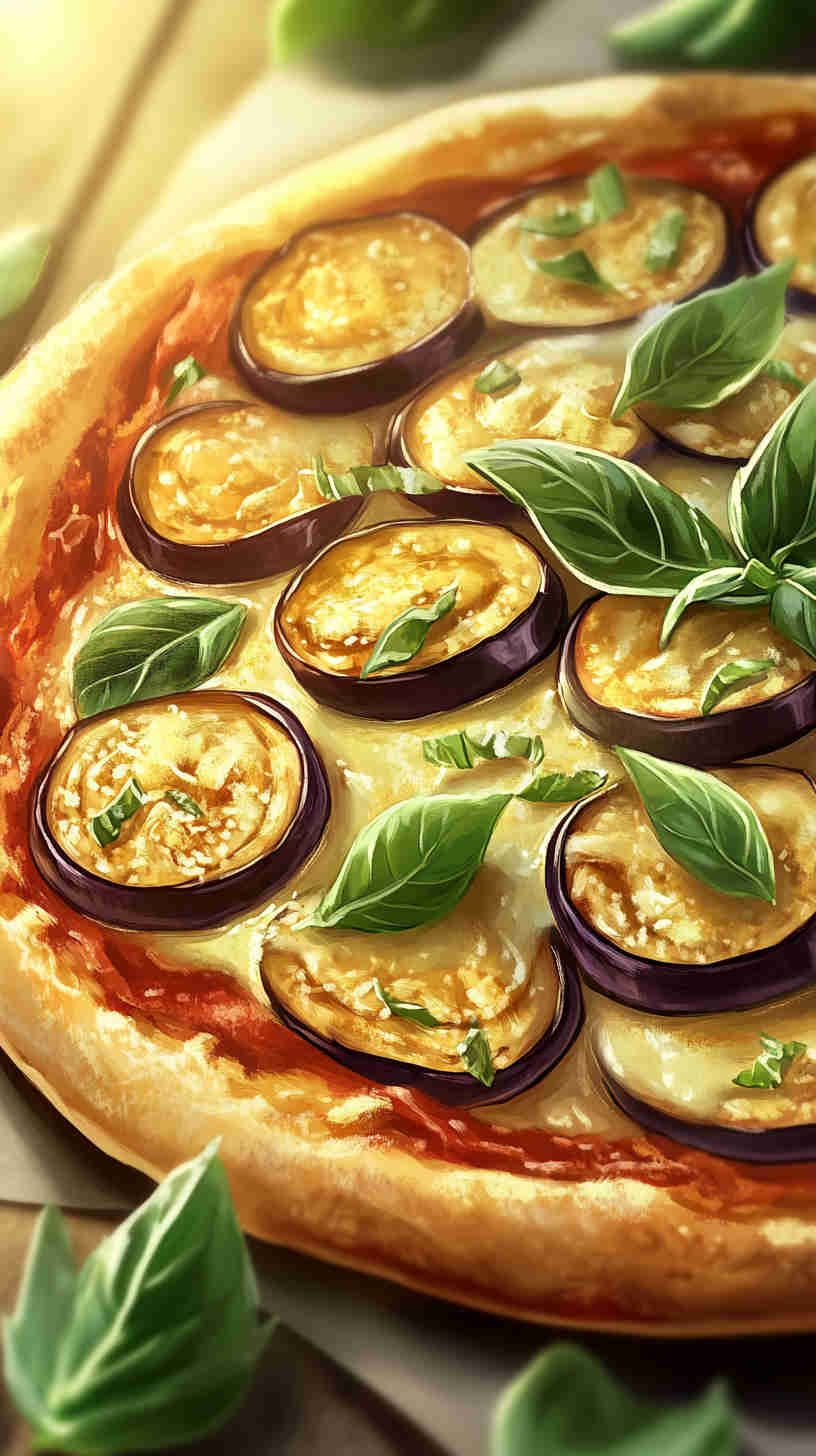 Aubergine and Basil Pesto Pizza