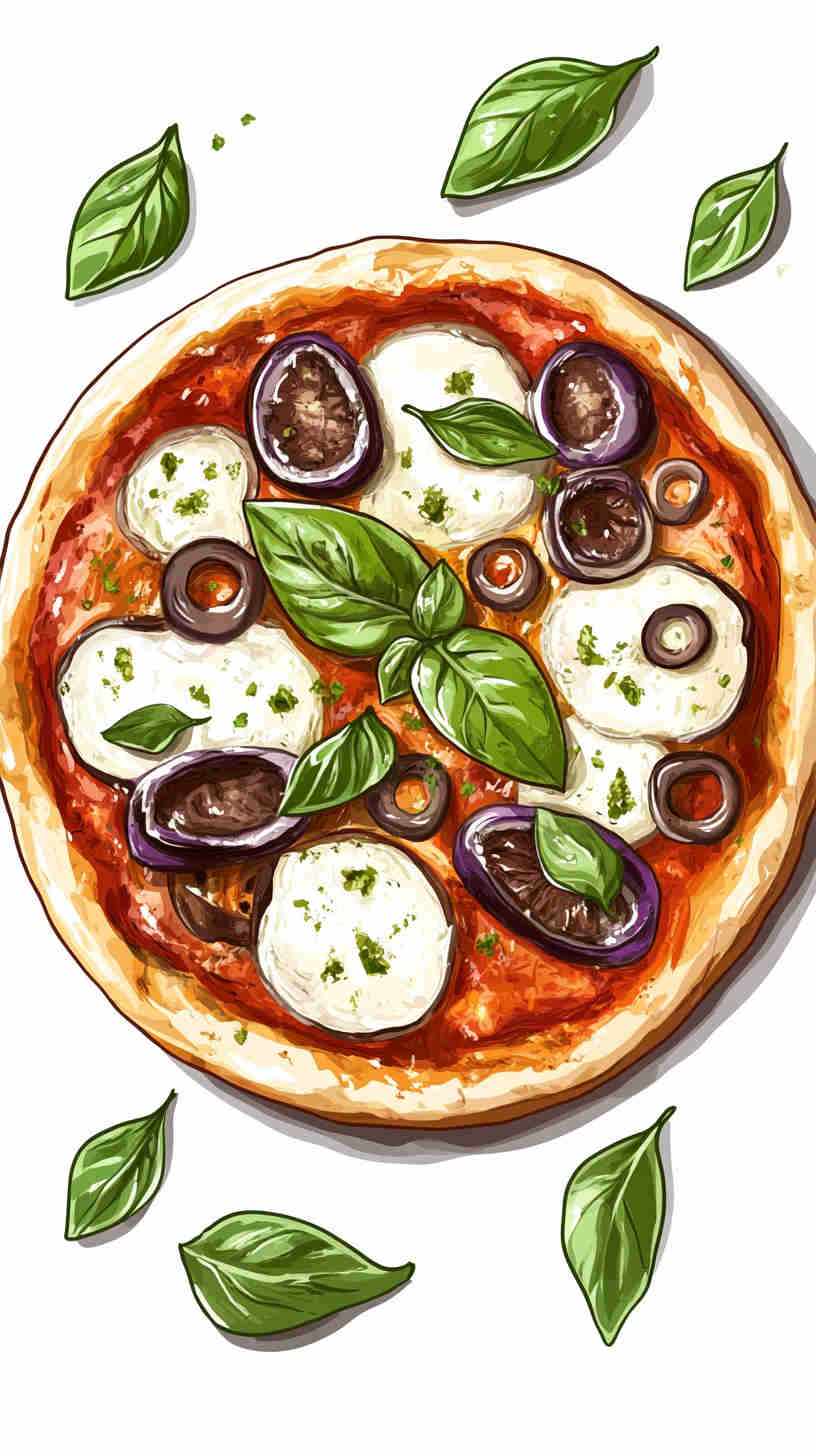 Aubergine and Basil Pesto Pizza