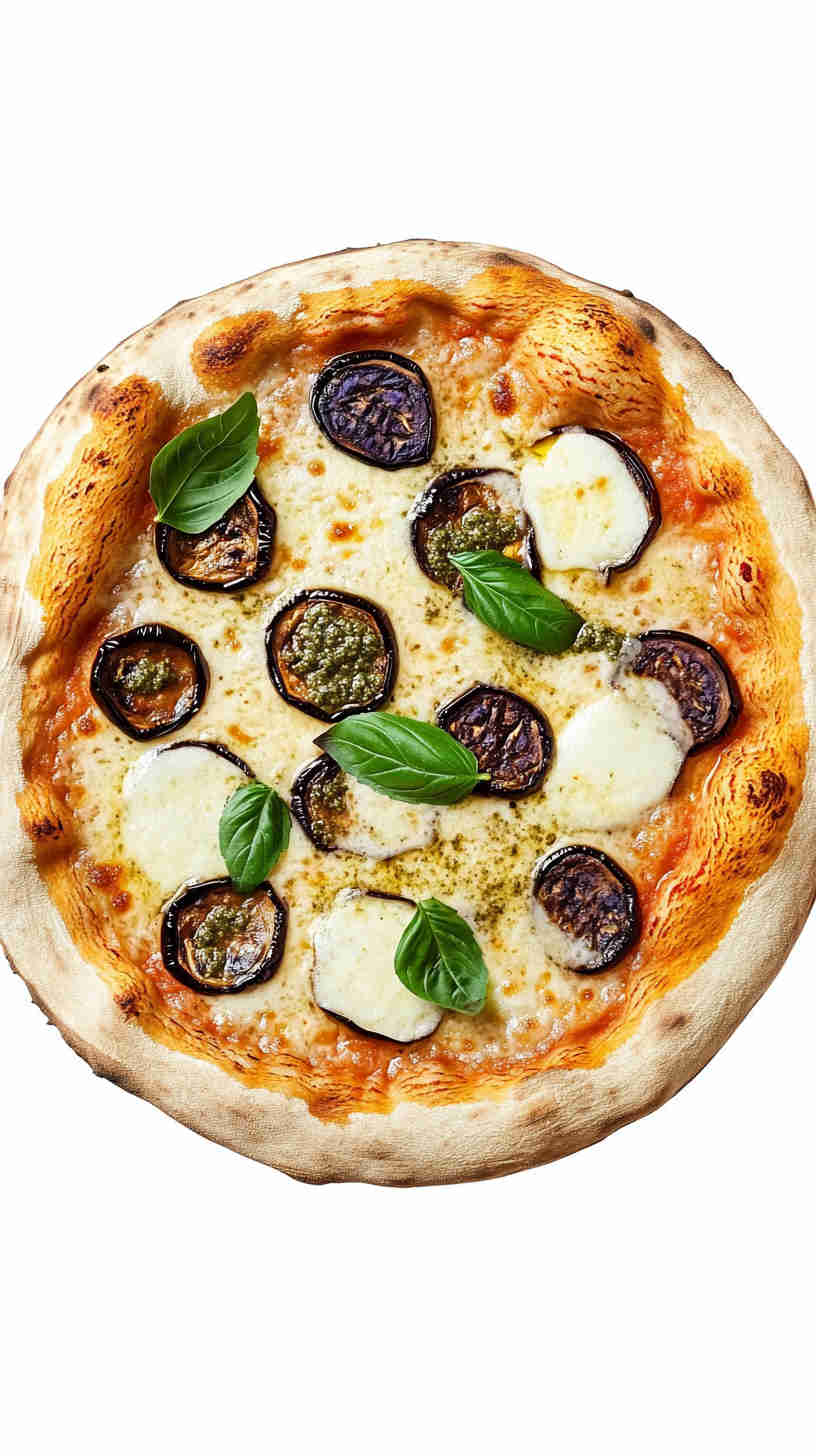Aubergine and Basil Pesto Pizza