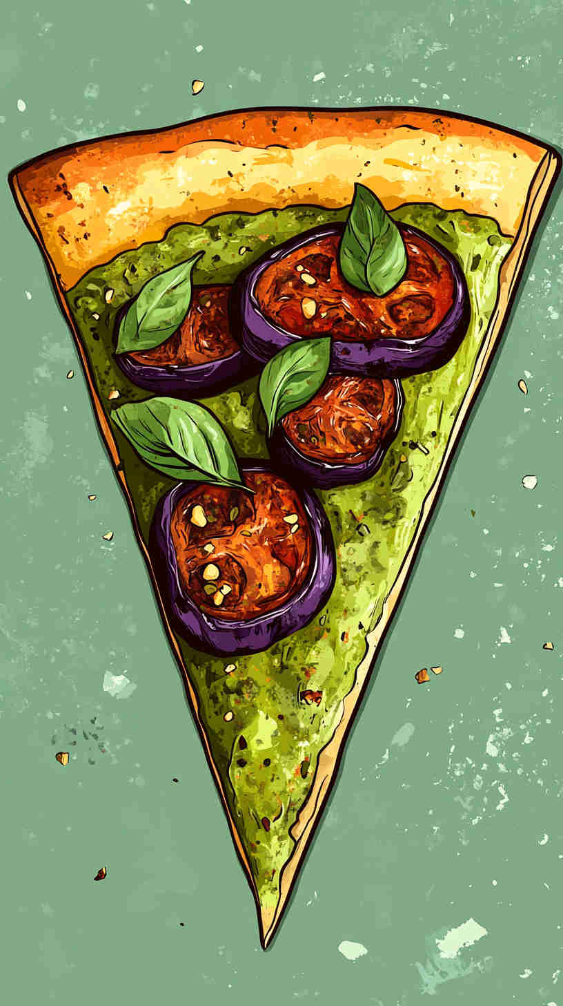 Aubergine and Basil Pesto Pizza