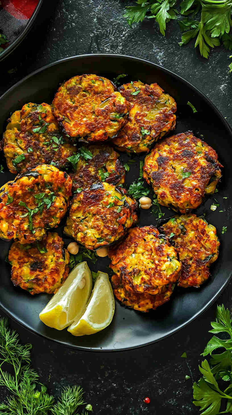 Aubergine and Chickpea Fritters