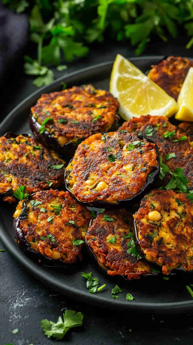 Aubergine and Chickpea Fritters