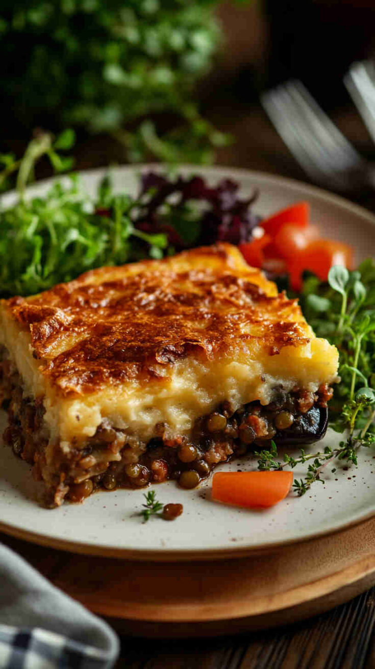 Aubergine and Lentil Shepherd's Pie