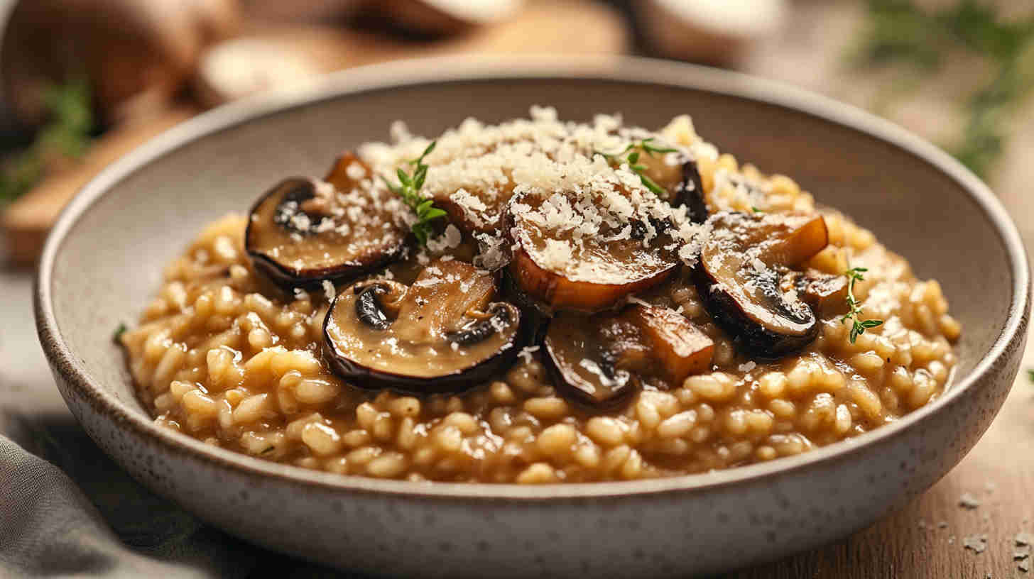 Aubergine and Mushroom Risotto