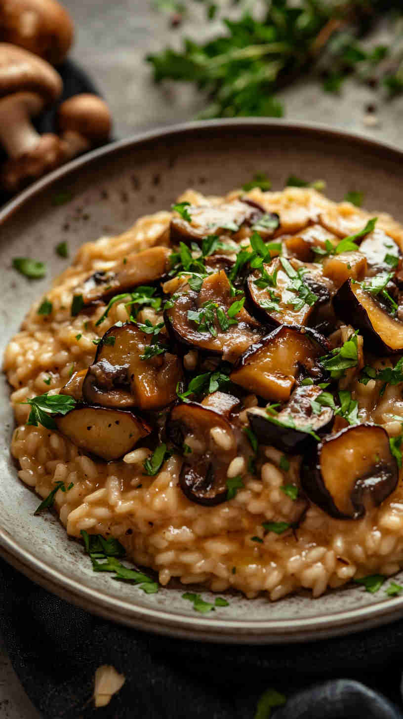 Aubergine and Mushroom Risotto