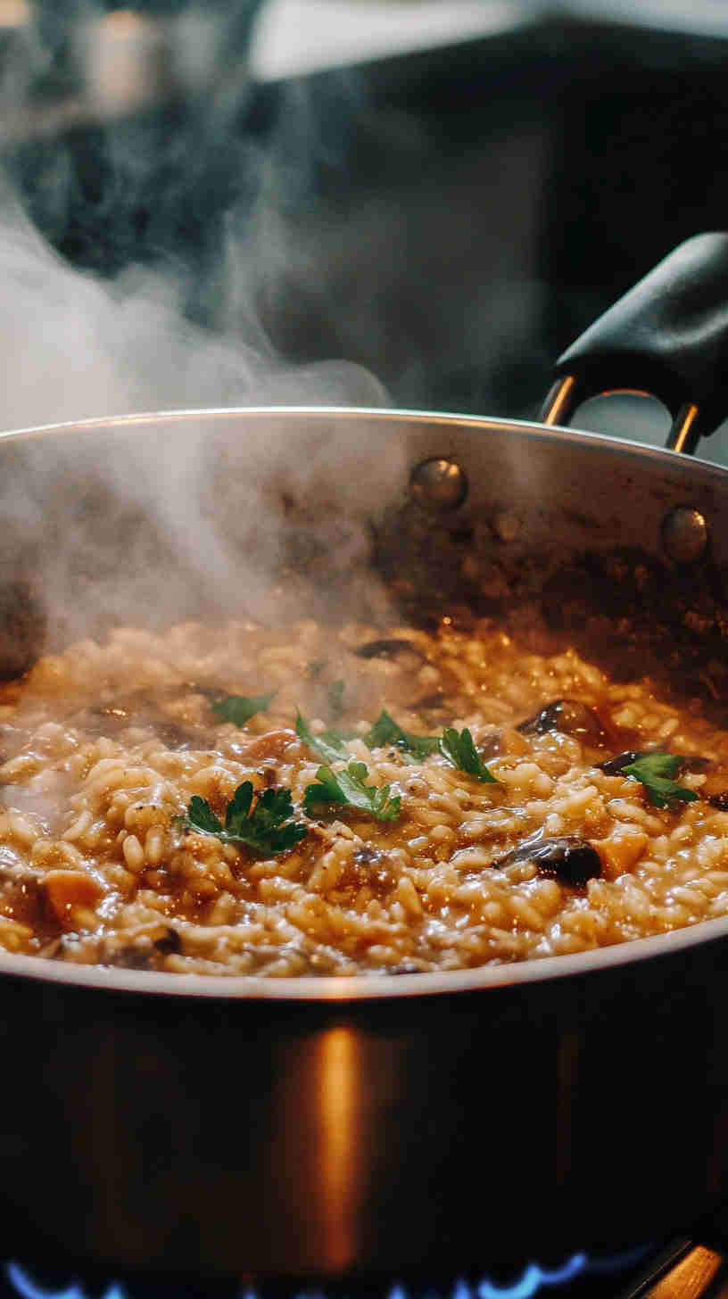 Aubergine and Mushroom Risotto