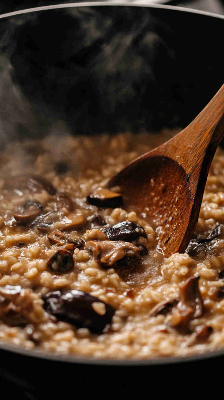 Aubergine and Mushroom Risotto