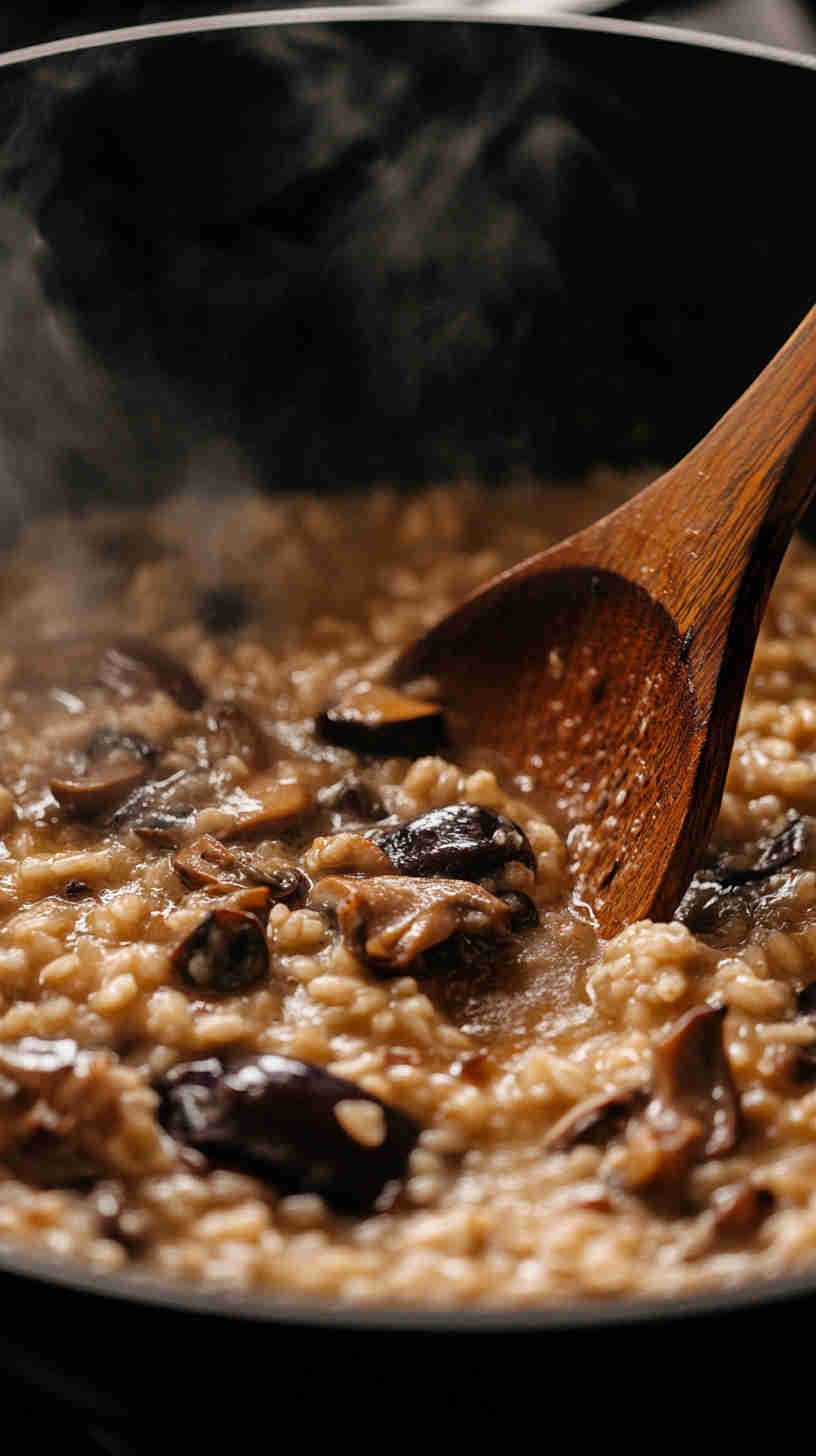 Aubergine and Mushroom Risotto