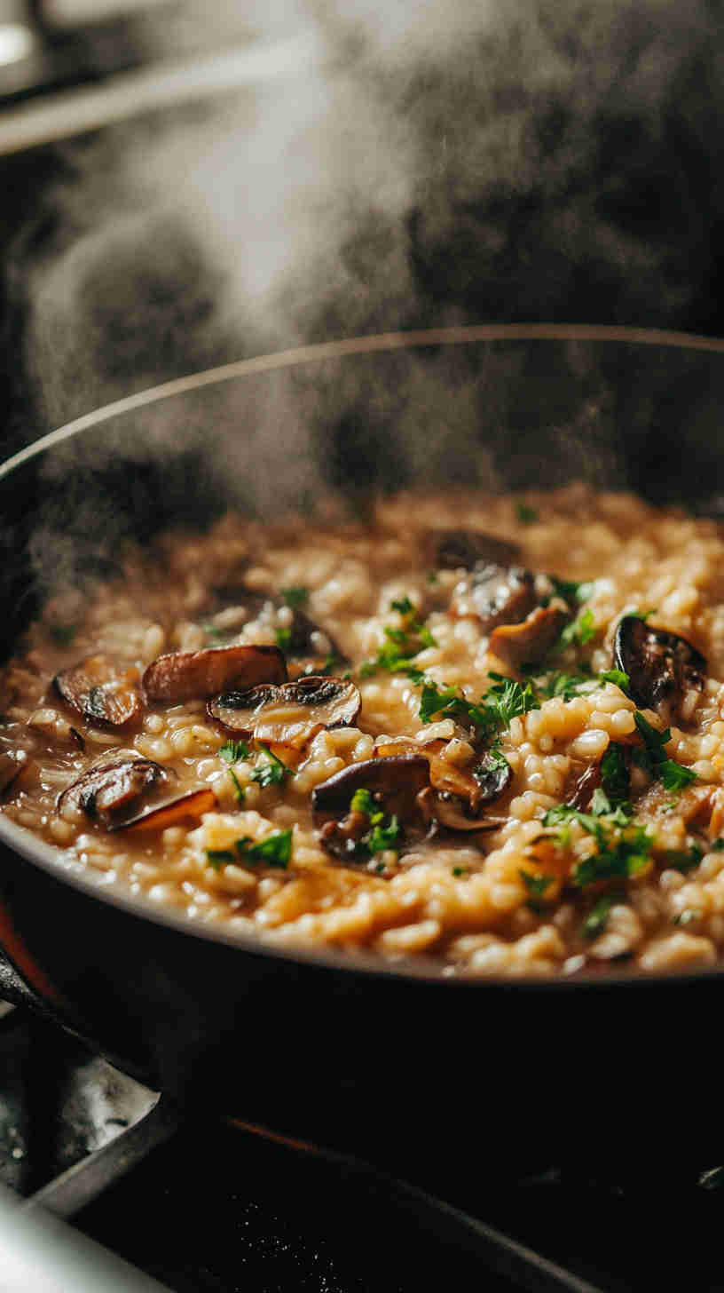 Aubergine and Mushroom Risotto