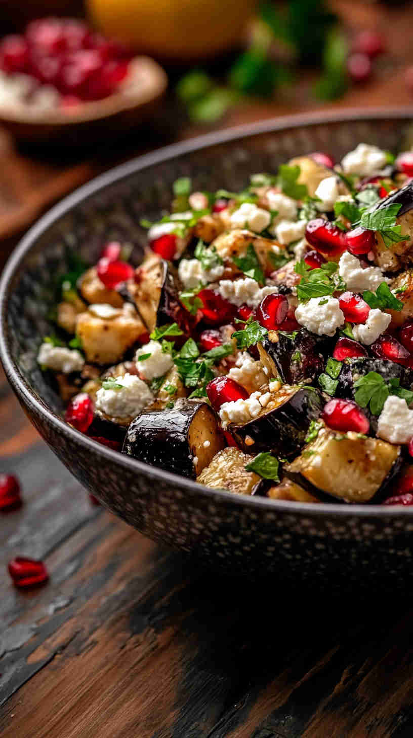 Aubergine and Pomegranate Salad