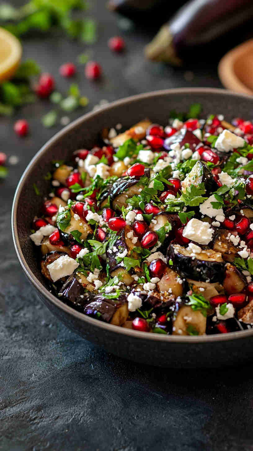 Aubergine and Pomegranate Salad