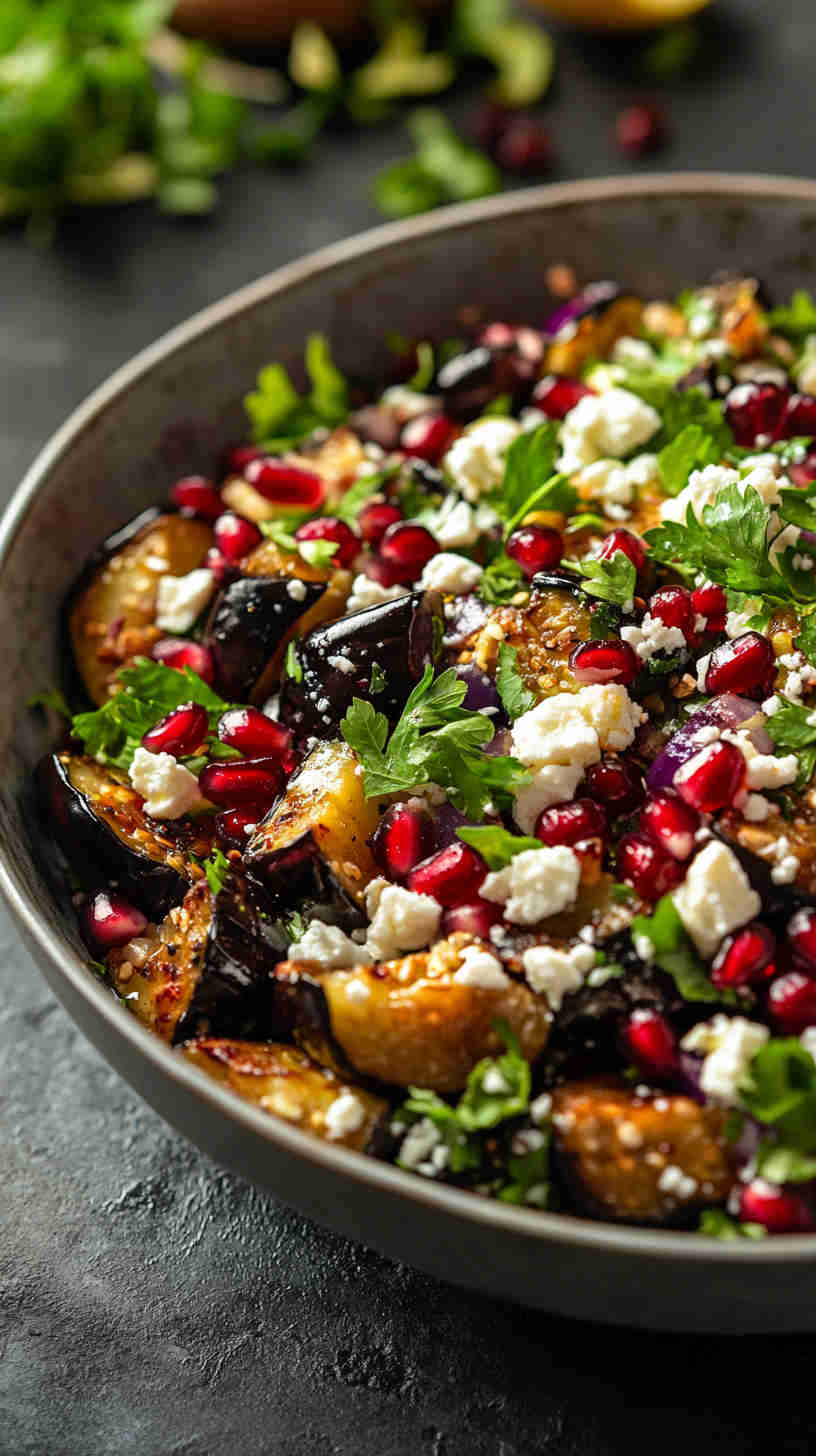 Aubergine and Pomegranate Salad