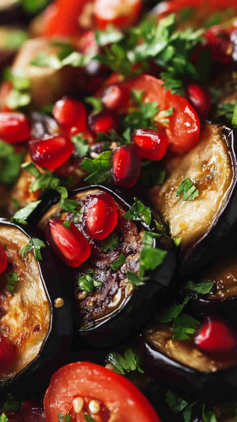 Aubergine and Pomegranate Salad