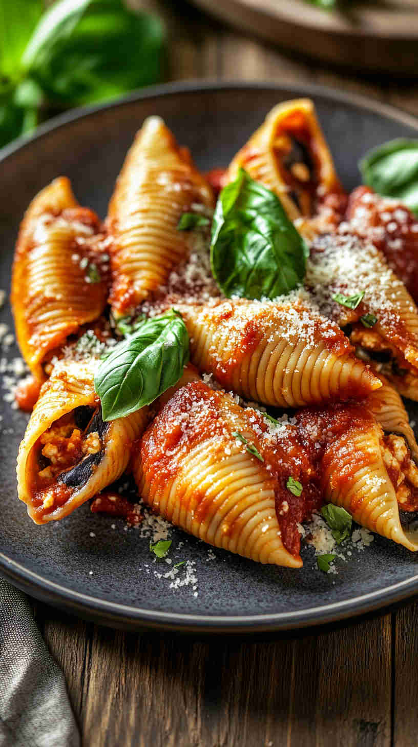 Aubergine and Ricotta Stuffed Pasta Shells