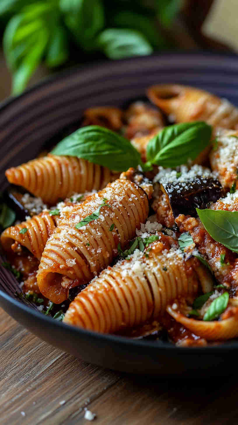 Aubergine and Ricotta Stuffed Pasta Shells