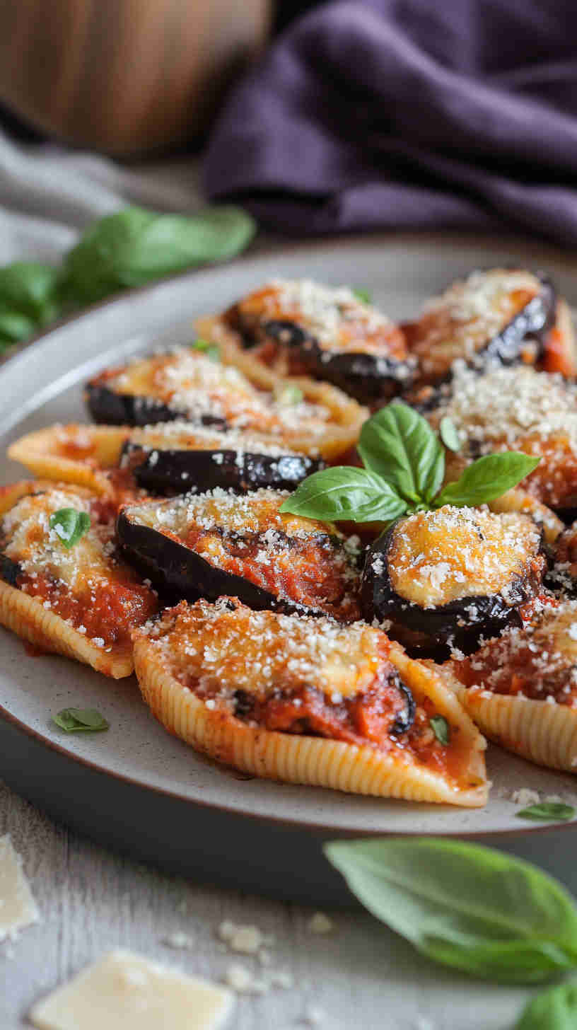 Aubergine and Ricotta Stuffed Pasta Shells