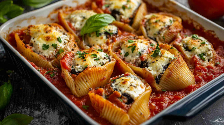 Aubergine and Ricotta Stuffed Pasta Shells