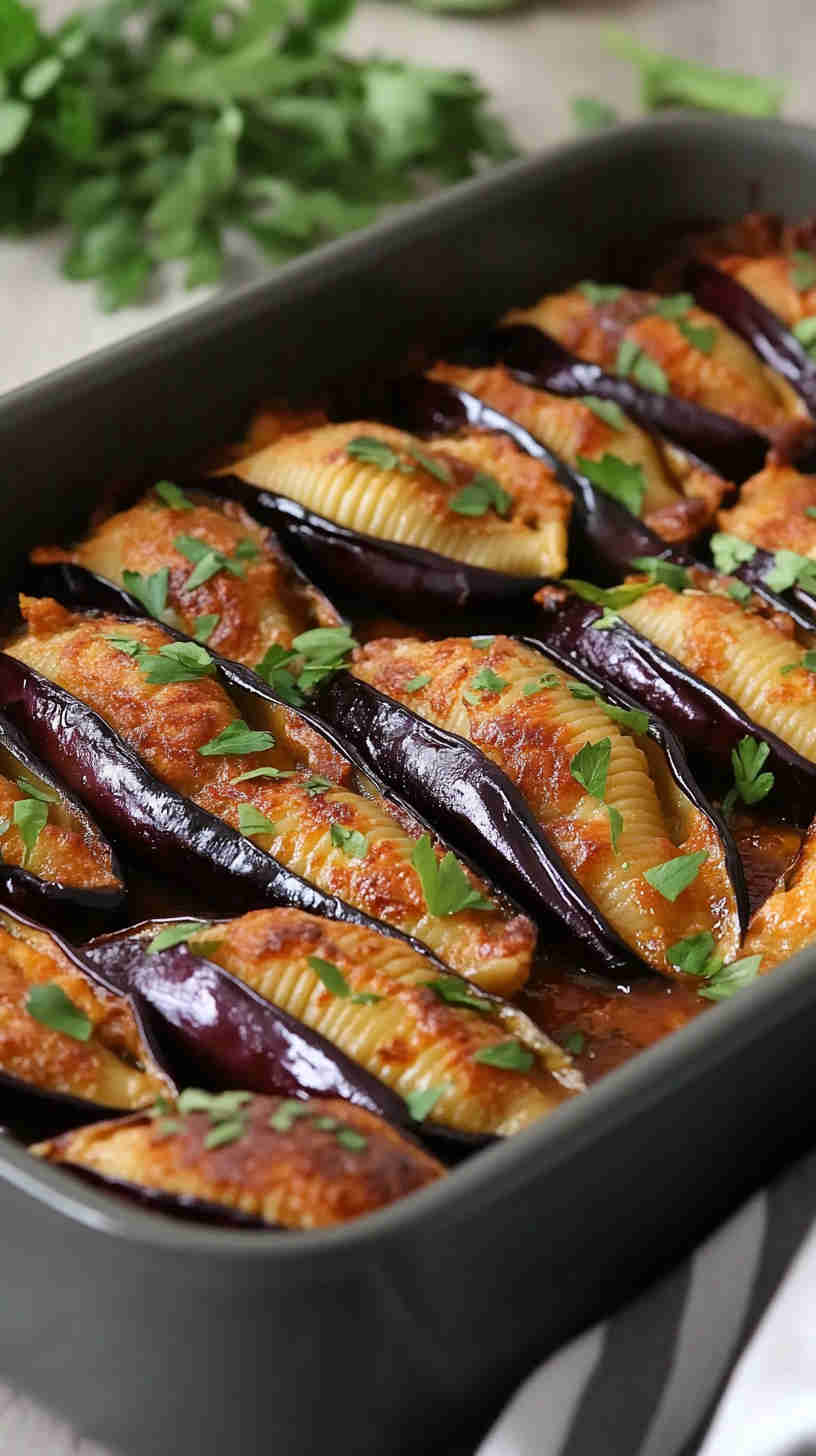 Aubergine and Ricotta Stuffed Pasta Shells
