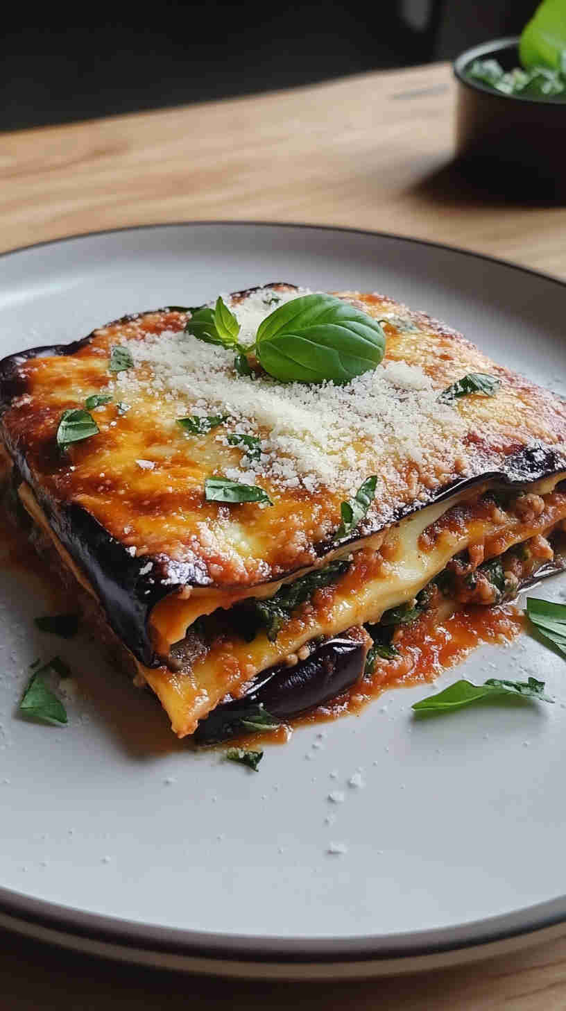 Aubergine and Spinach Lasagna