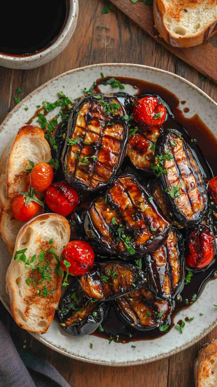 Aubergine and Tomato Salad with Balsamic Glaze