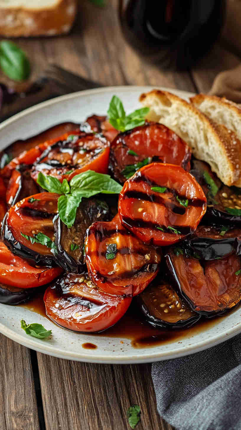 Aubergine and Tomato Salad with Balsamic Glaze