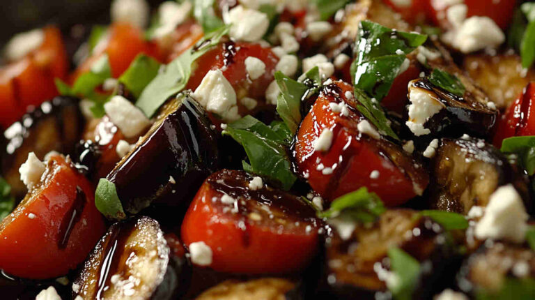 Aubergine and Tomato Salad with Balsamic Glaze