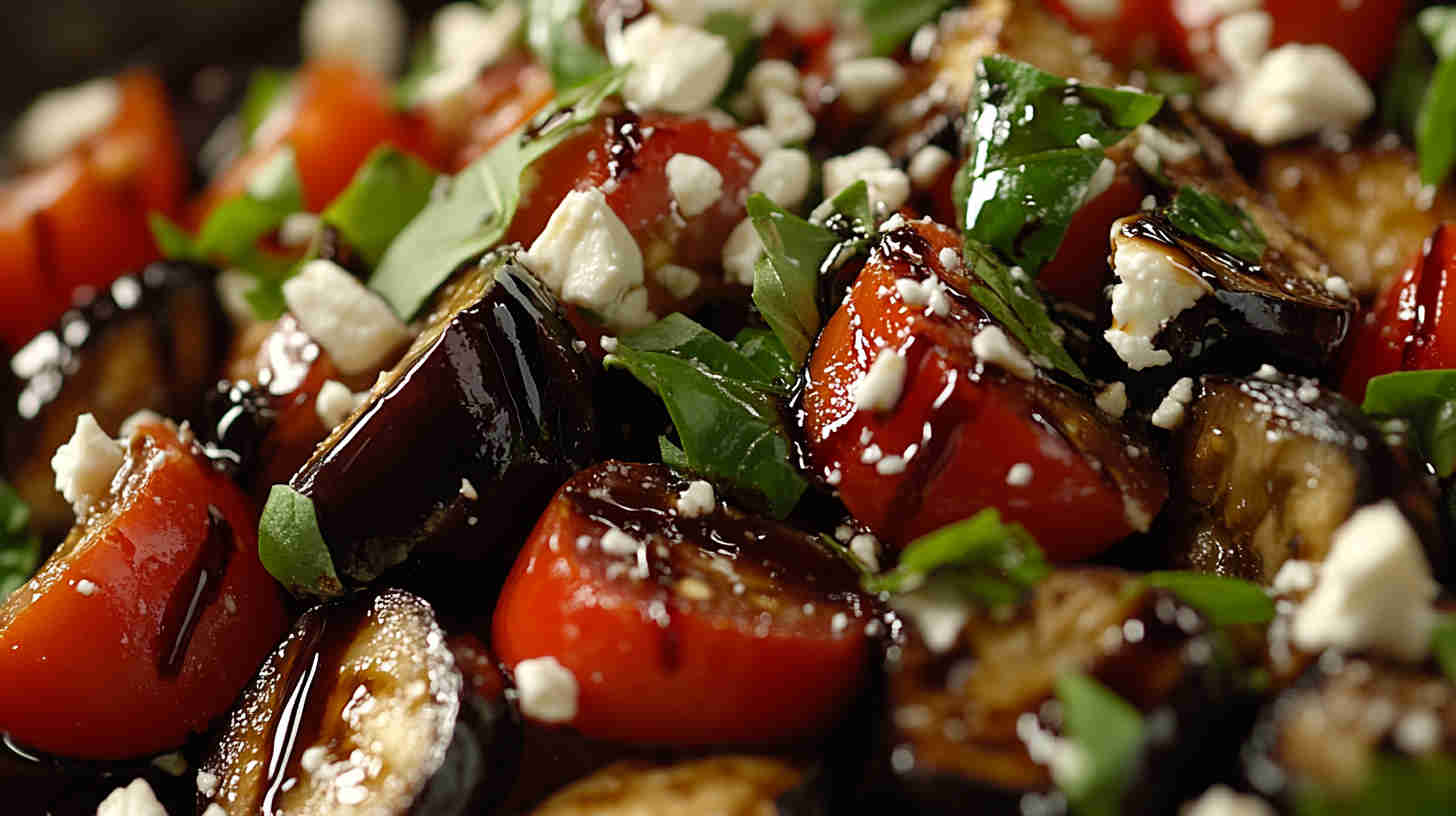 Aubergine and Tomato Salad with Balsamic Glaze