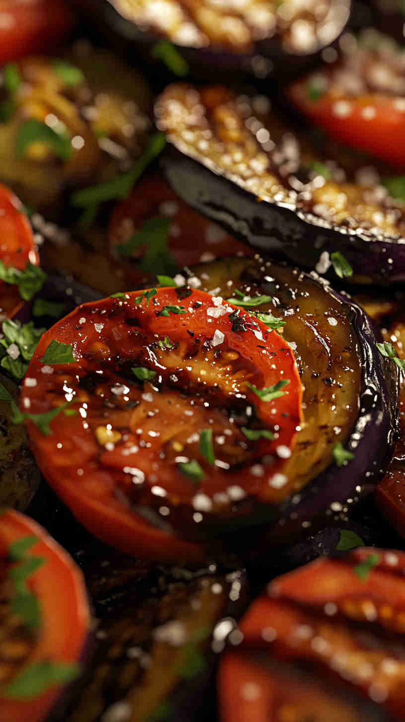 Aubergine and Tomato Salad with Balsamic Glaze