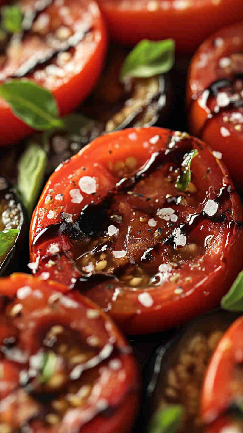 Aubergine and Tomato Salad with Balsamic Glaze