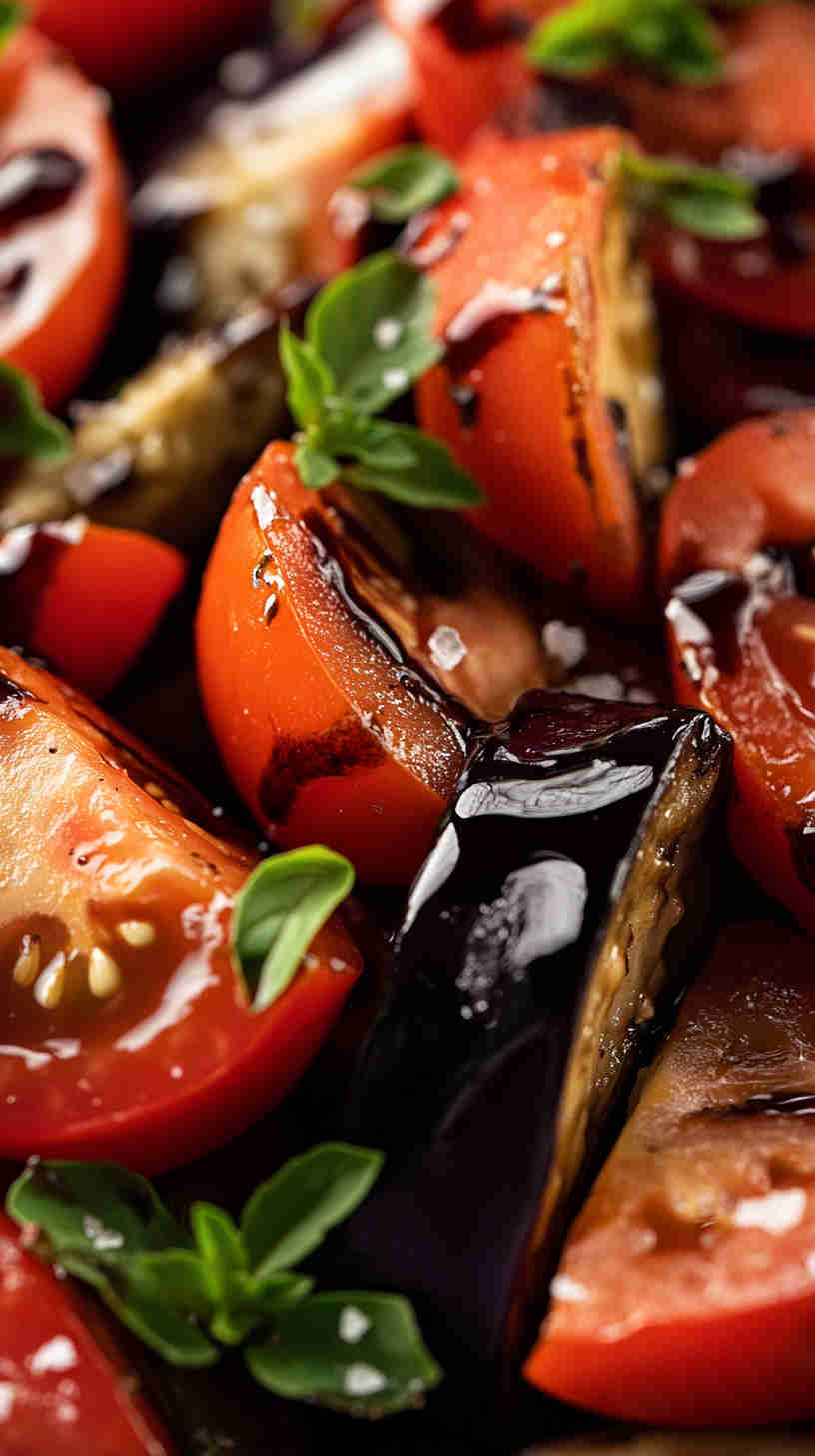 Aubergine and Tomato Salad with Balsamic Glaze