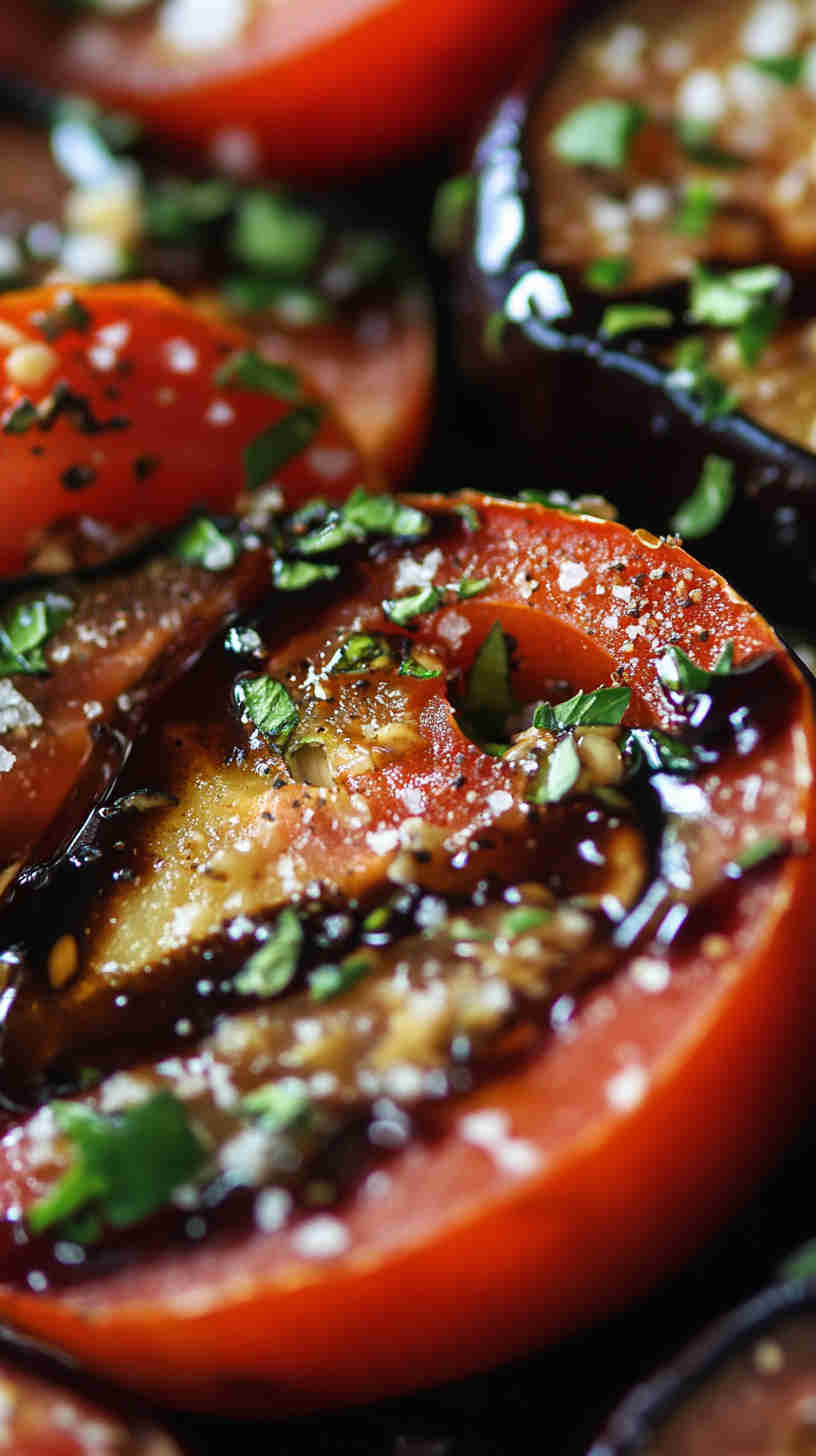 Aubergine and Tomato Salad with Balsamic Glaze