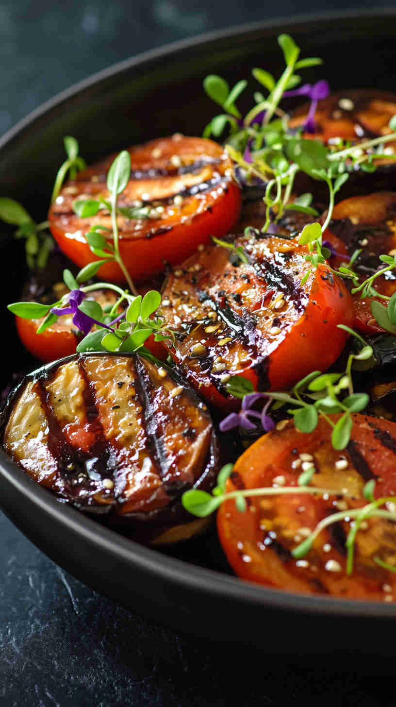 Aubergine and Tomato Salad with Balsamic Glaze