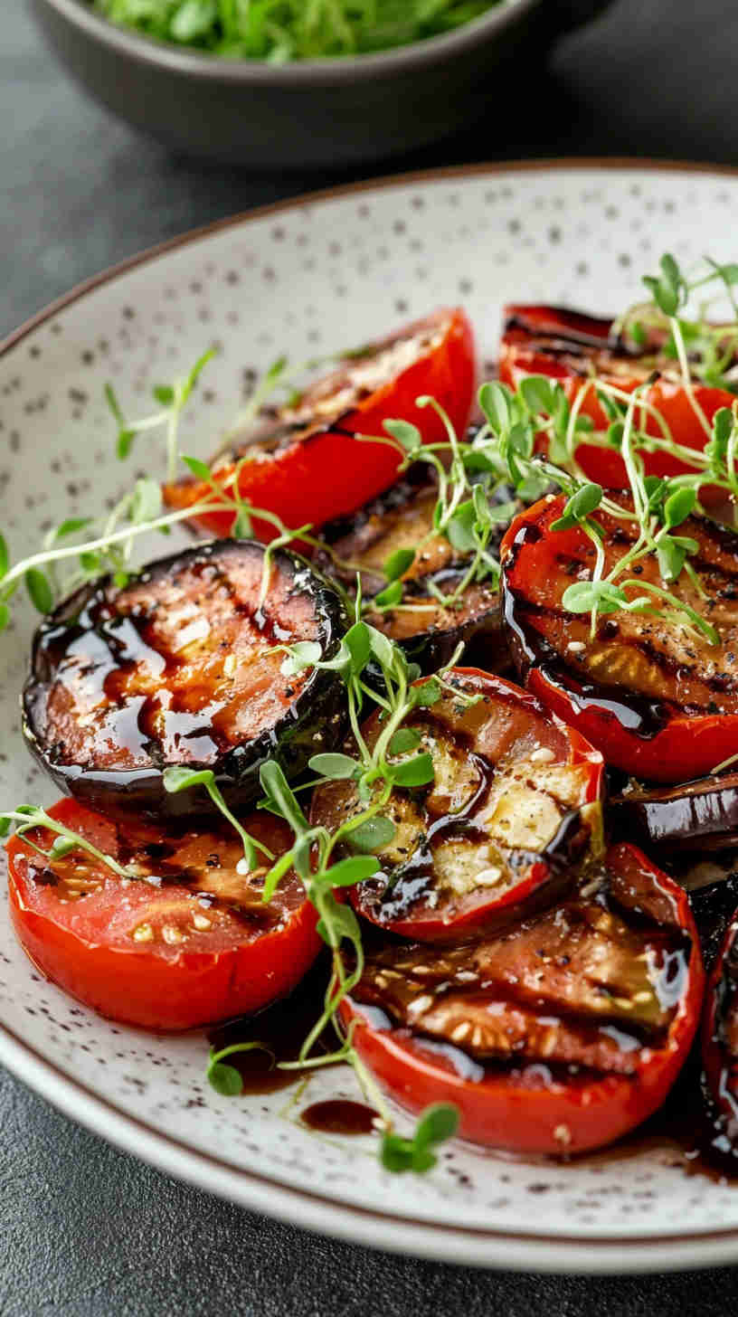 Aubergine and Tomato Salad with Balsamic Glaze