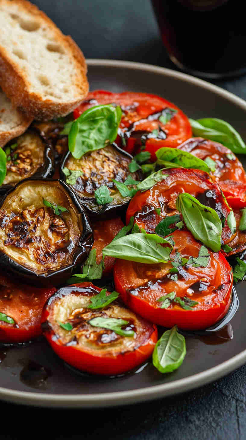 Aubergine and Tomato Salad with Balsamic Glaze