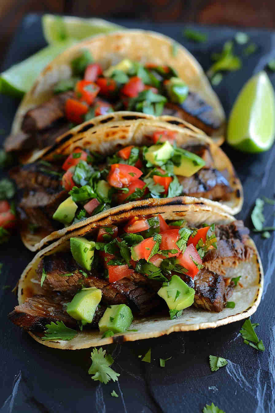 Beef Tacos with Avocado Salsa